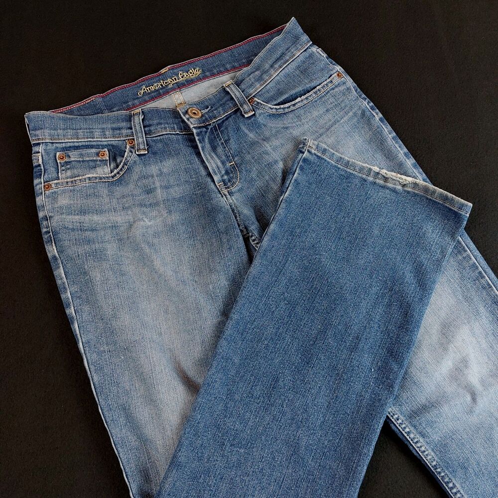 Vintage American Eagle Hipster Stretch Jeans Women Size 8 Long (Fit 33x33.5) Y2K